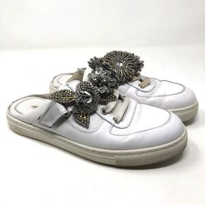 Sophia Webster Lilico Jessie Crystal Sneakers Mule White Leather Womens 37.5 7